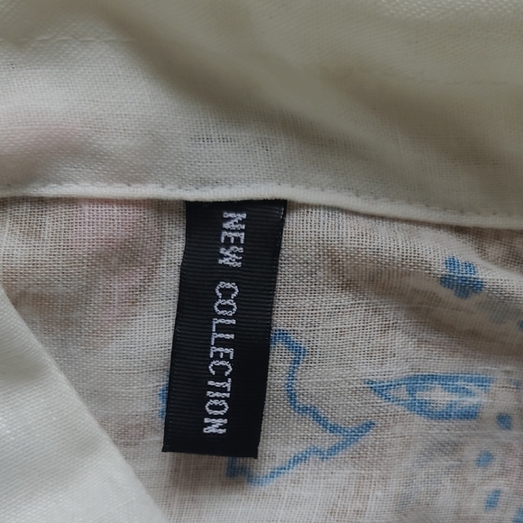 Made In Italy Linen-Blend Boho Print Blouse - See Measurements - Picture 7 of 9